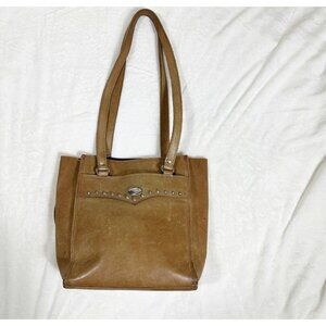 AMERICAN WEST Western Brown Leather Shoulder Bag Purse with Silver Studs